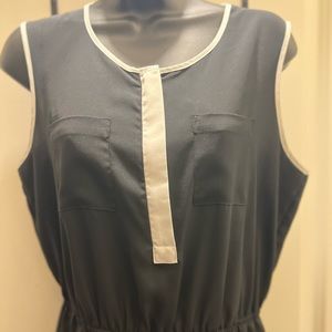 Apt. 9 Black and White Sleeveless Shirt Dress with Pockets, Size M